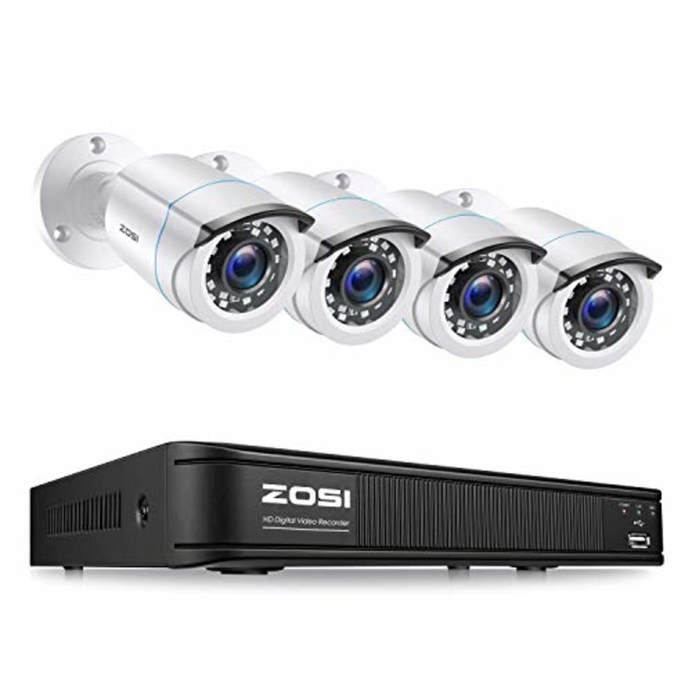 ZOSI H.265+ Full 1080p Home Security Camera System,5MP Lite CCTV DVR Recorder 4 Channel and 4 x 2MP 1080P Weatherproof Surveilla