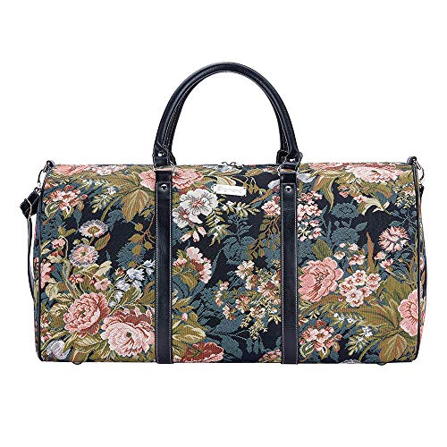Signare Tapestry Large Duffle Bag Overnight Bags Weekend Bag for Women with Floral Design (Peony)