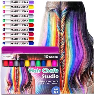Madellena Hair Chalk For Kids - Hair Chalk for Girls - 10 Piece Temporary  Hair Chalks - Birthday Gifts For Girls - Hair Chalk - Kids Hair