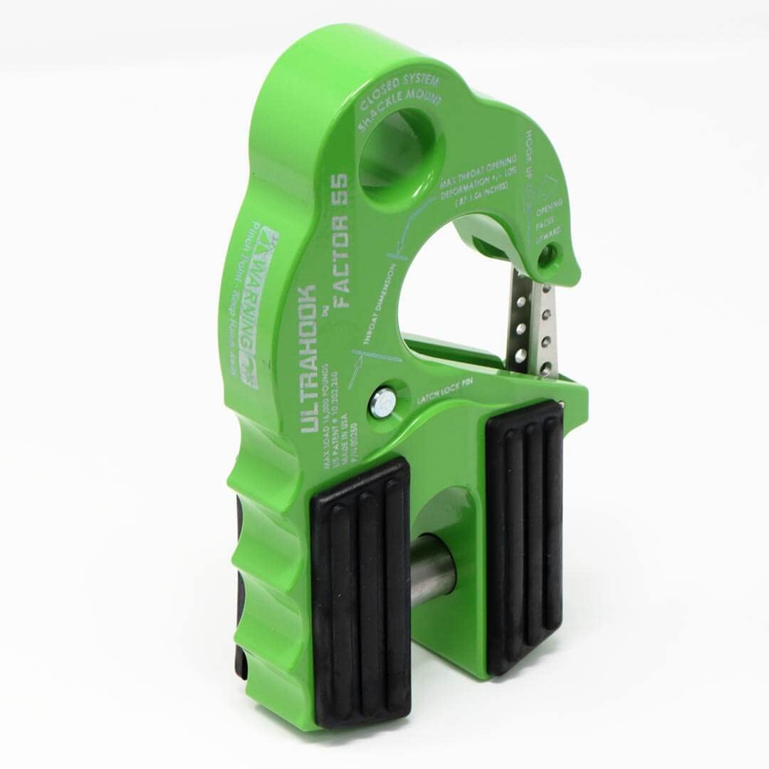 Factor 55 UltraHook Winch Hook with Shackle Mount - Monster green
