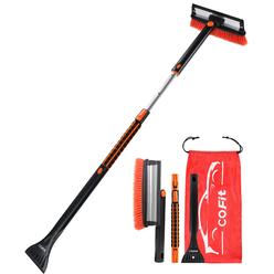 cOFIT car Snow Brush Extendable 42 to 50 with Squeegee and Ice Scraper, 3 in 1 Snow Removal Broom for Scratch-Free car Auto SUV