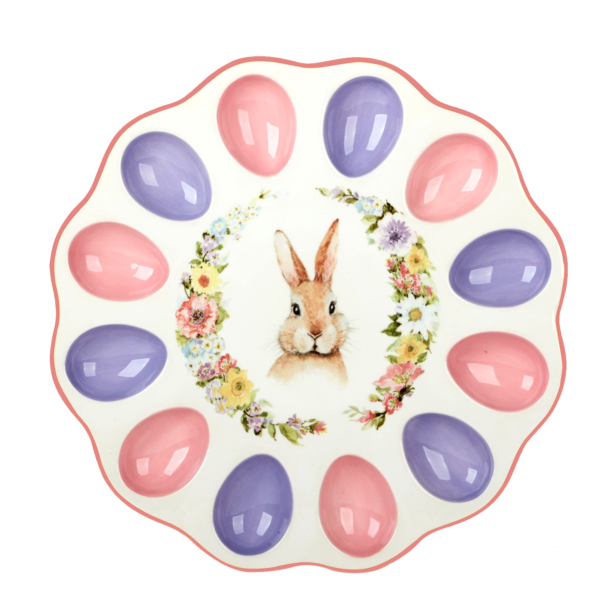 certified International Easter garden 3-D Deviled Egg Plate, 12 Diameter, Multicolored