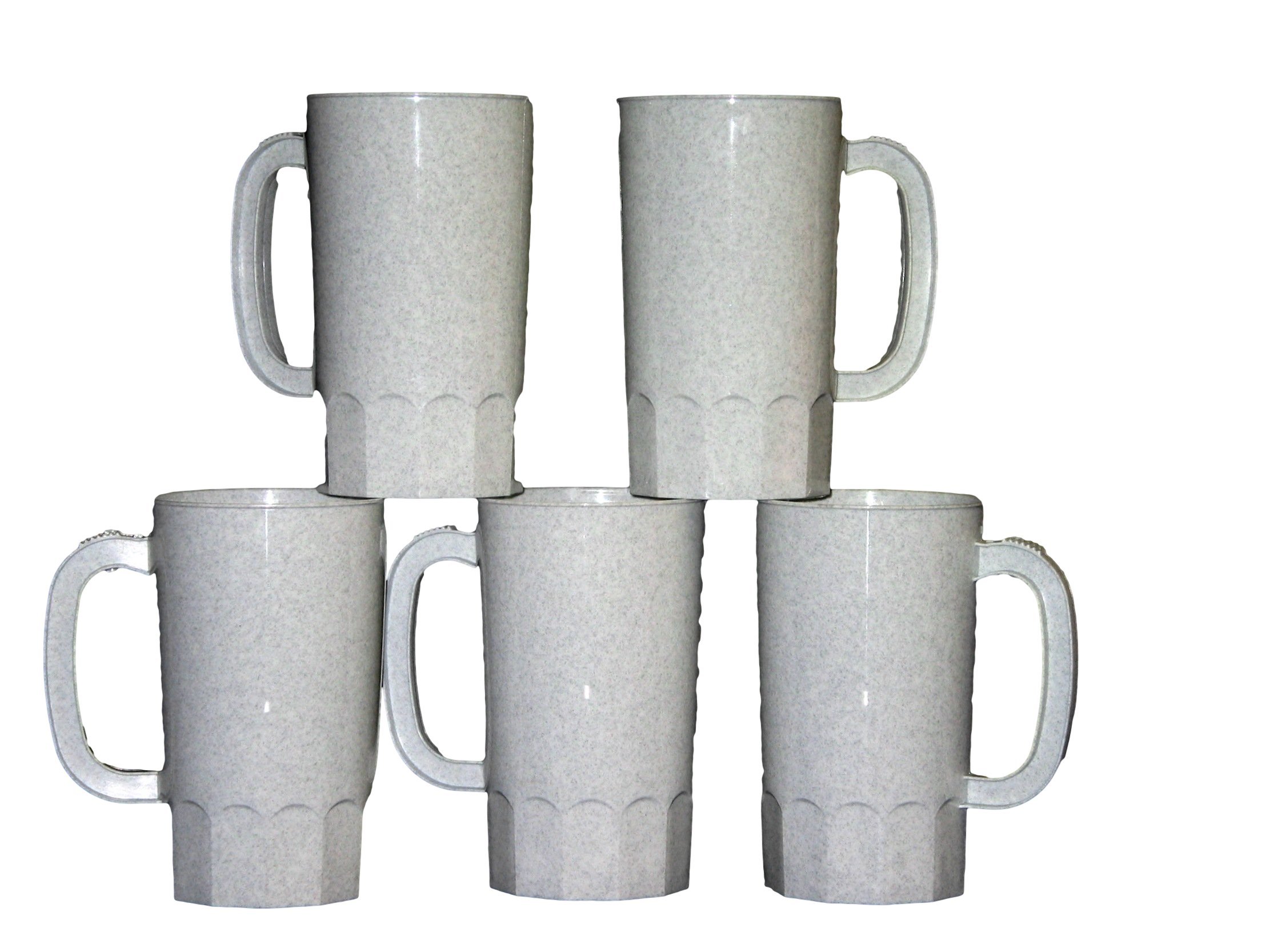 Jean\'s Plastics Talisman, Plastic Beer Mugs, Large 32 Ounce, Pack 8, color  granite