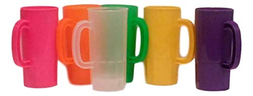 Jean\'s Plastics Beer Mugs Beer Steins Holds 22 Ounces to Brim Qty 6 Mix 6 colors, Very Durable, Brilliant colors