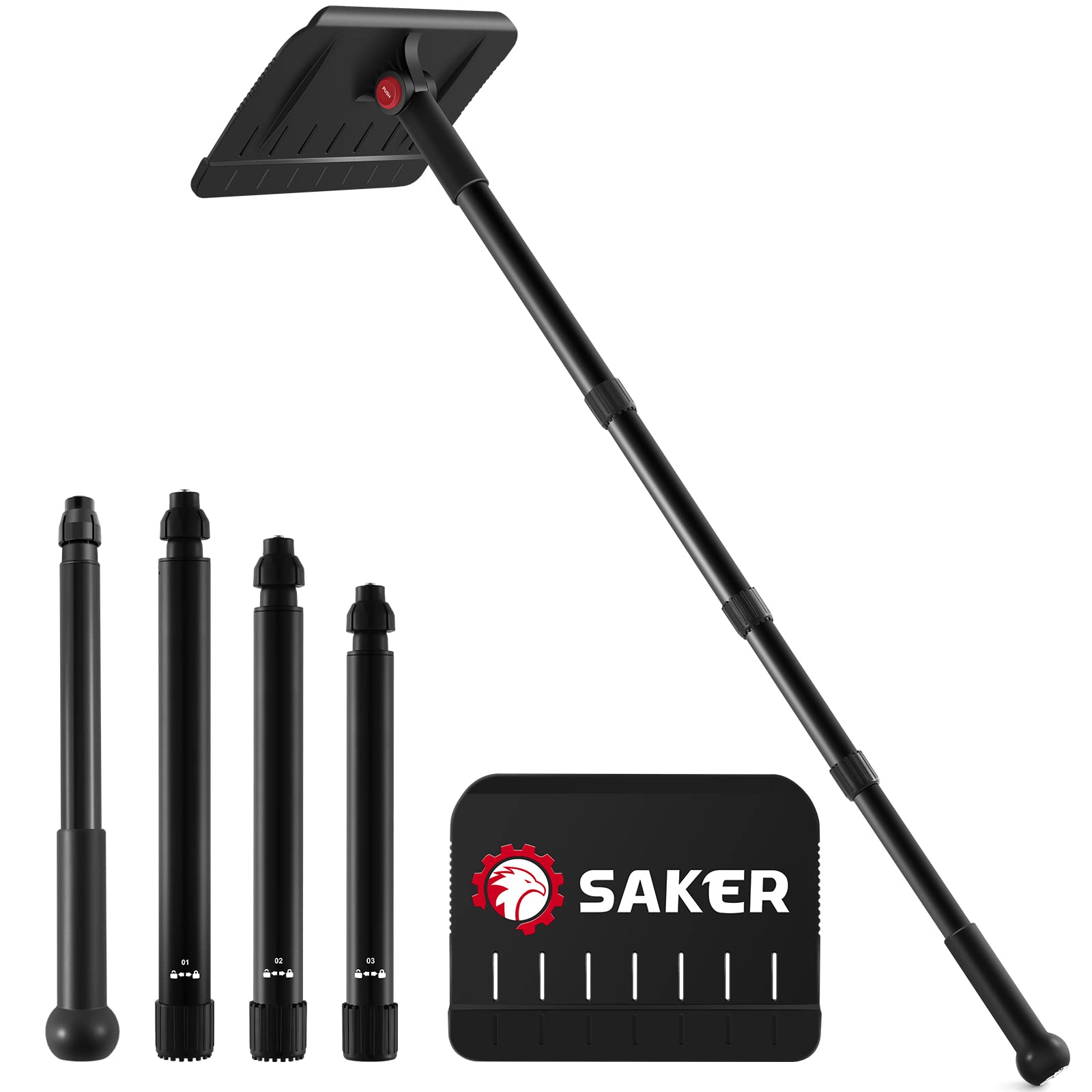 Saker collapsible Snow Removal & Ice Scraper Kit-Extendable Ice ScraperExtendable grip Snow Scraper, Magical car Windshield Ice