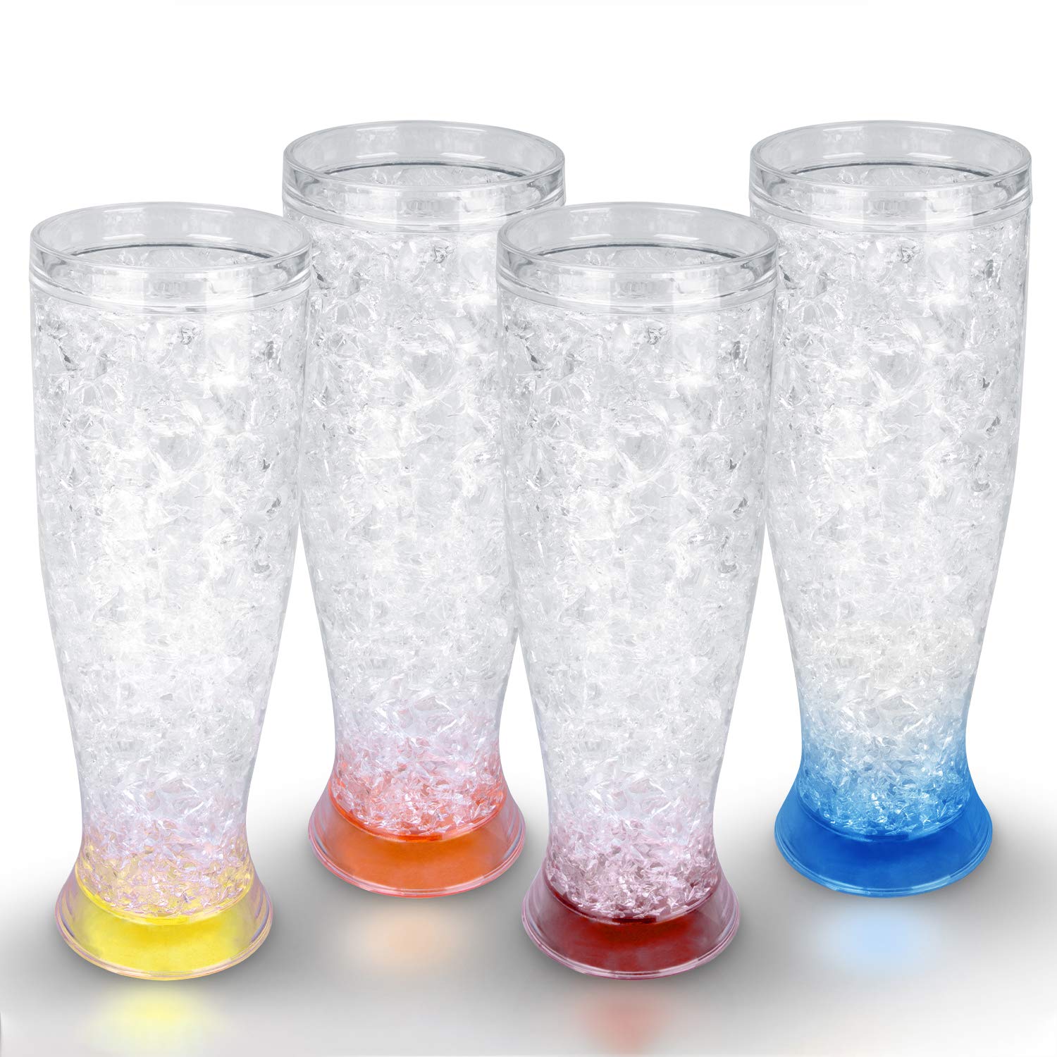 Patiomos Freezer Ice Beer Mugs, Drinking glasses, Double Wall gel