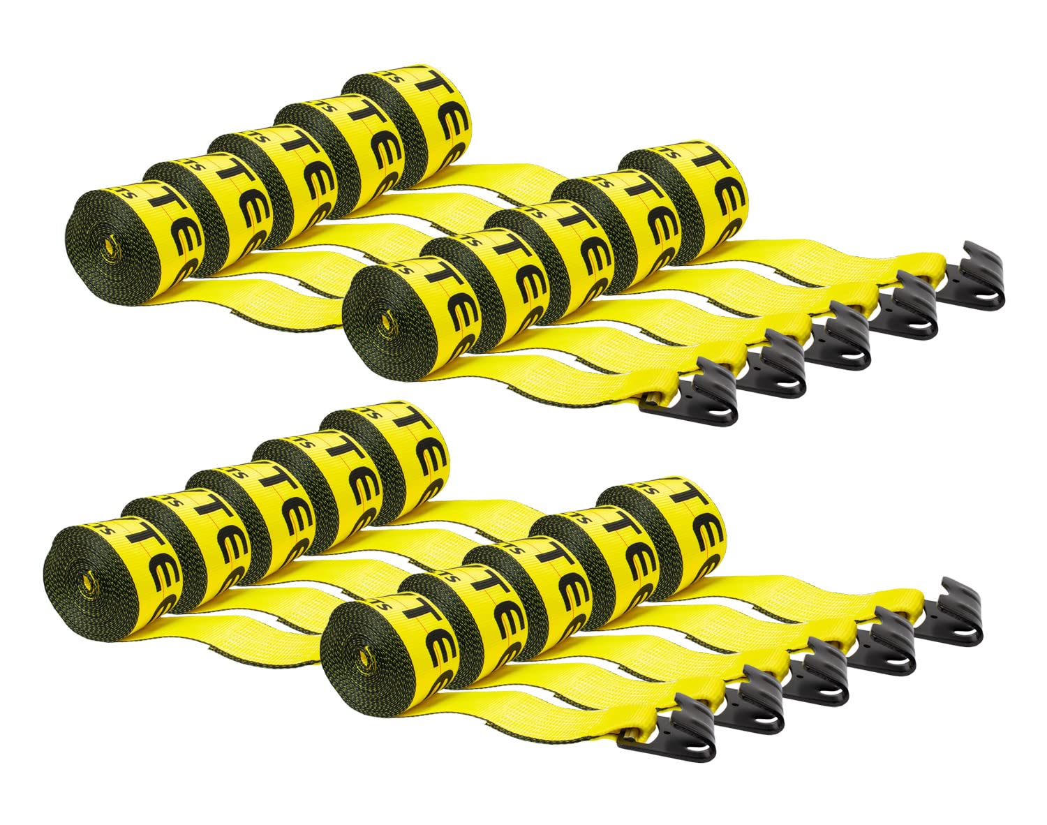 Mytee Products Winch Straps 4 x 30 Yellow Heavy Duty Tie Down wFlat Hook WLL# 5400 lbs 4 Inch cargo control for Flatbed Truck Ut