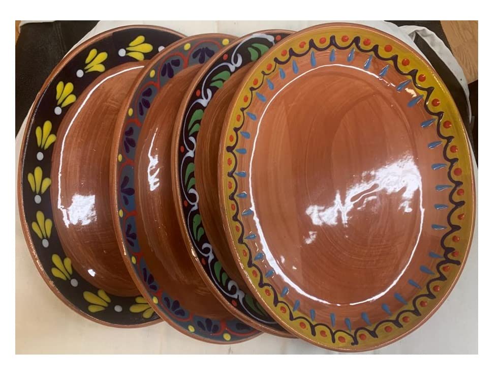 Always-Quality Made in Mexico 12x9 Mexican grande Dinner or Salad clay Barro Ovalado Oval Plates Set of 4