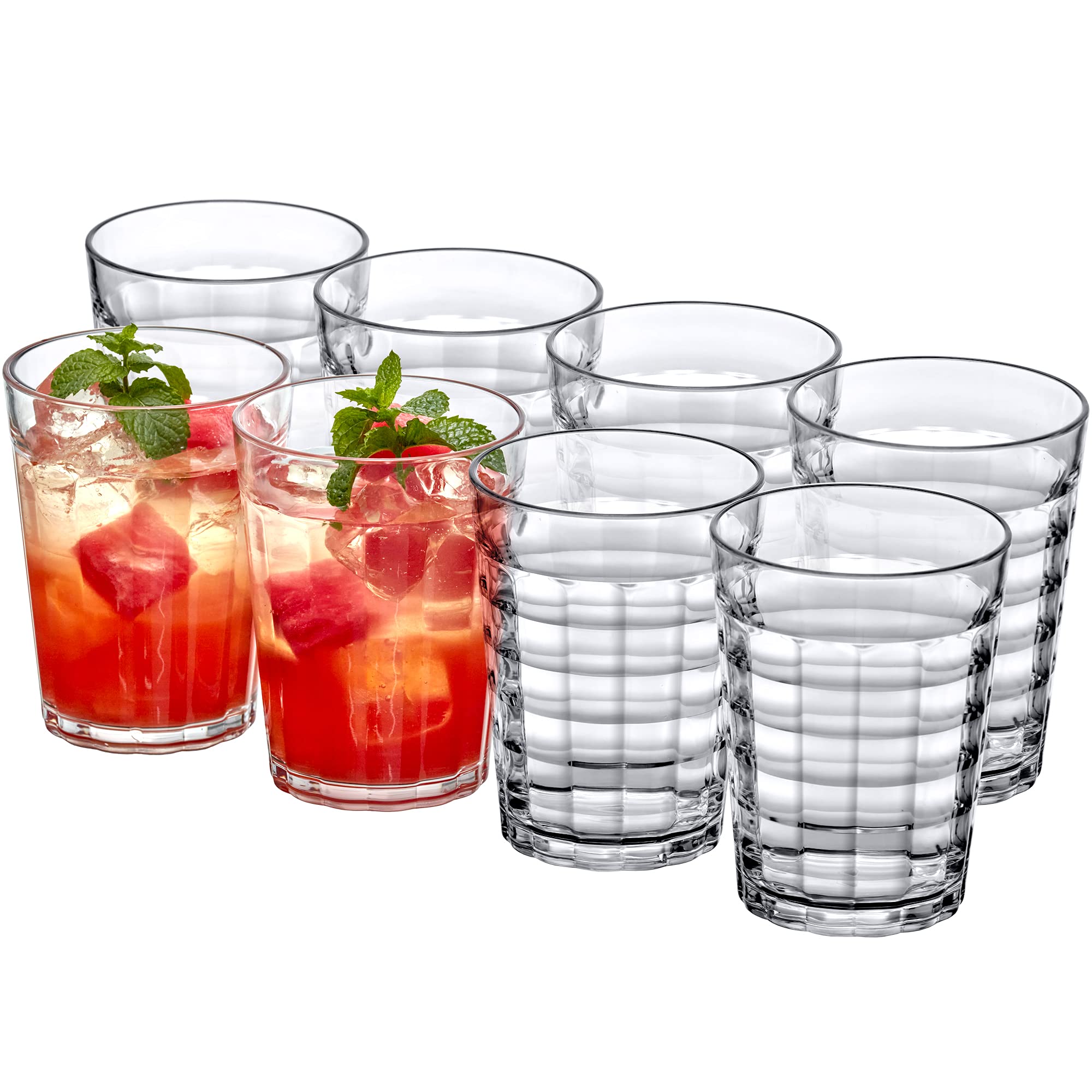 Amazing Abby - Ice cube - 16-Ounce Plastic Tumblers (Set of 8) Plastic  Drinking glasses All-clear High-Balls Reusable Plastic cu