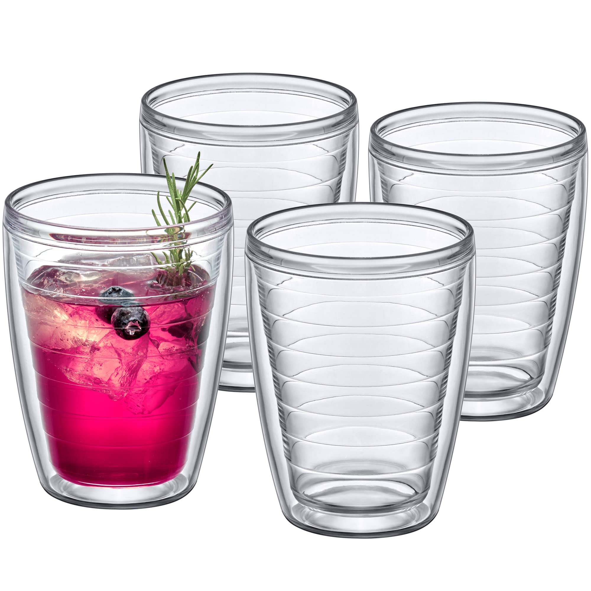 Amazing Abby - Alaska - 16-Ounce Insulated Plastic Tumblers (Set of 4), Double-Wall Plastic Drinking Glasses, All-Clear High-Bal