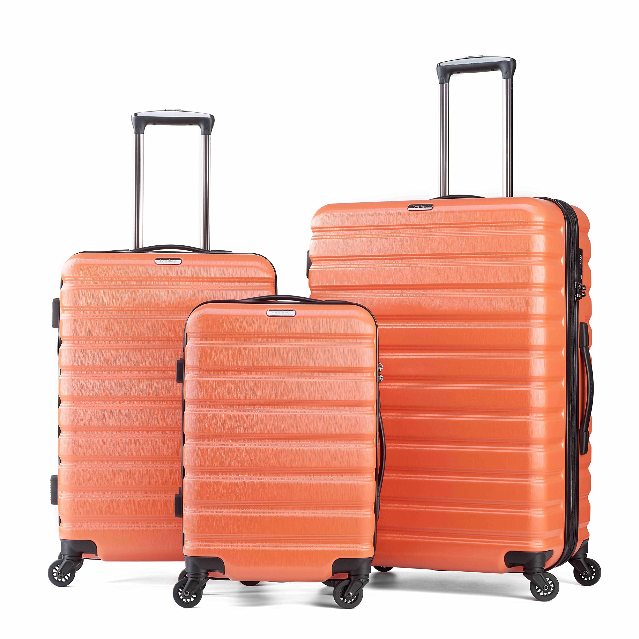 Fanskey Luggage, 3 Piece Set Suitcase with Spinner wheels, TSA LockHardshell, Lightweight (Tigerlily orange)