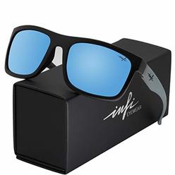 INFI Polarized Sunglasses for Men Fishing Driving Running Mirrored glasses UV400 Protectiont (Blackgrey+ Ice Blue Lens)