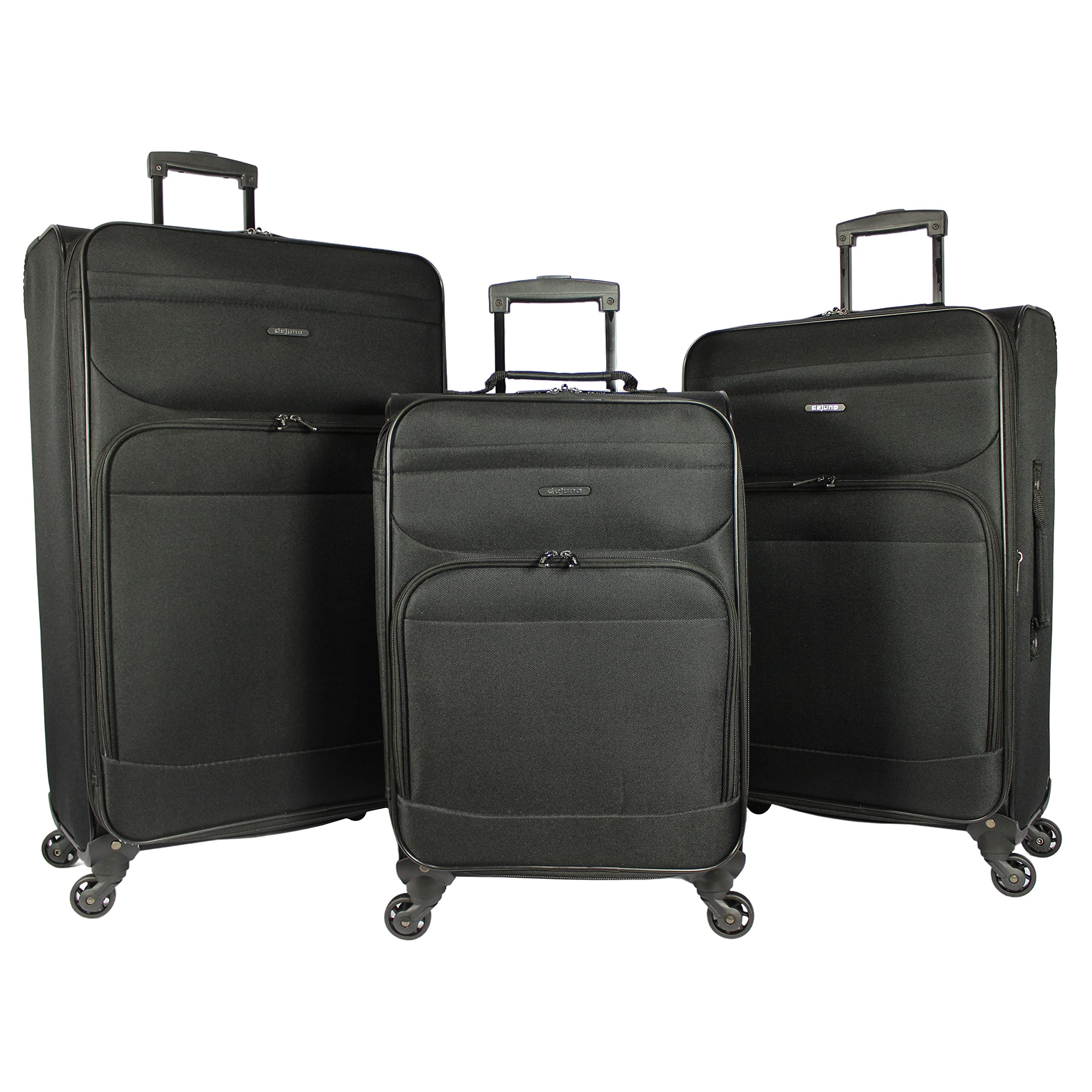 Dejuno Lisbon 3-Piece Lightweight Expandable Spinner Luggage Set, Black