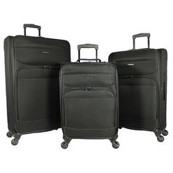 Dejuno 252104DJ-BLACK Lisbon Lightweight Expandable Spinner Luggage Set&#44; Black - 3 Piece