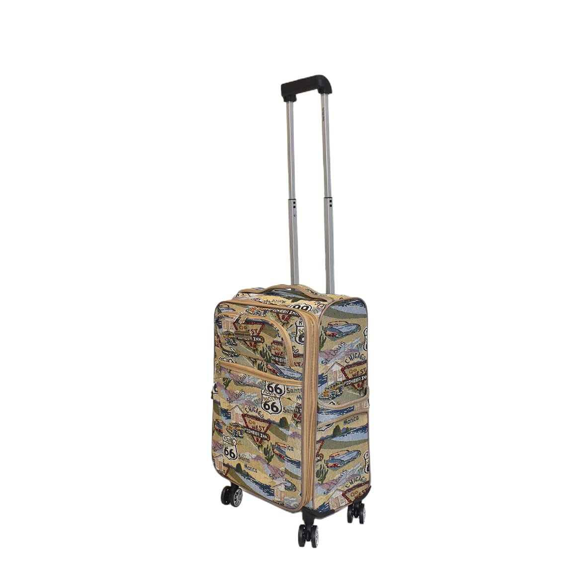 Karriage-Mate carry On Luggage, Expandable, Spinner Wheels, Lightweight, Route 66 Theme (01413B7)