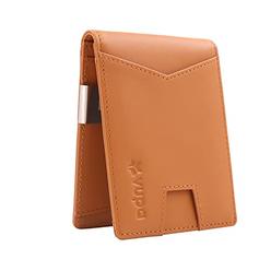 VUPA  L1 - Minimalist RFID Blocking Leather Wallet with Money clip (Whiskey Brown)