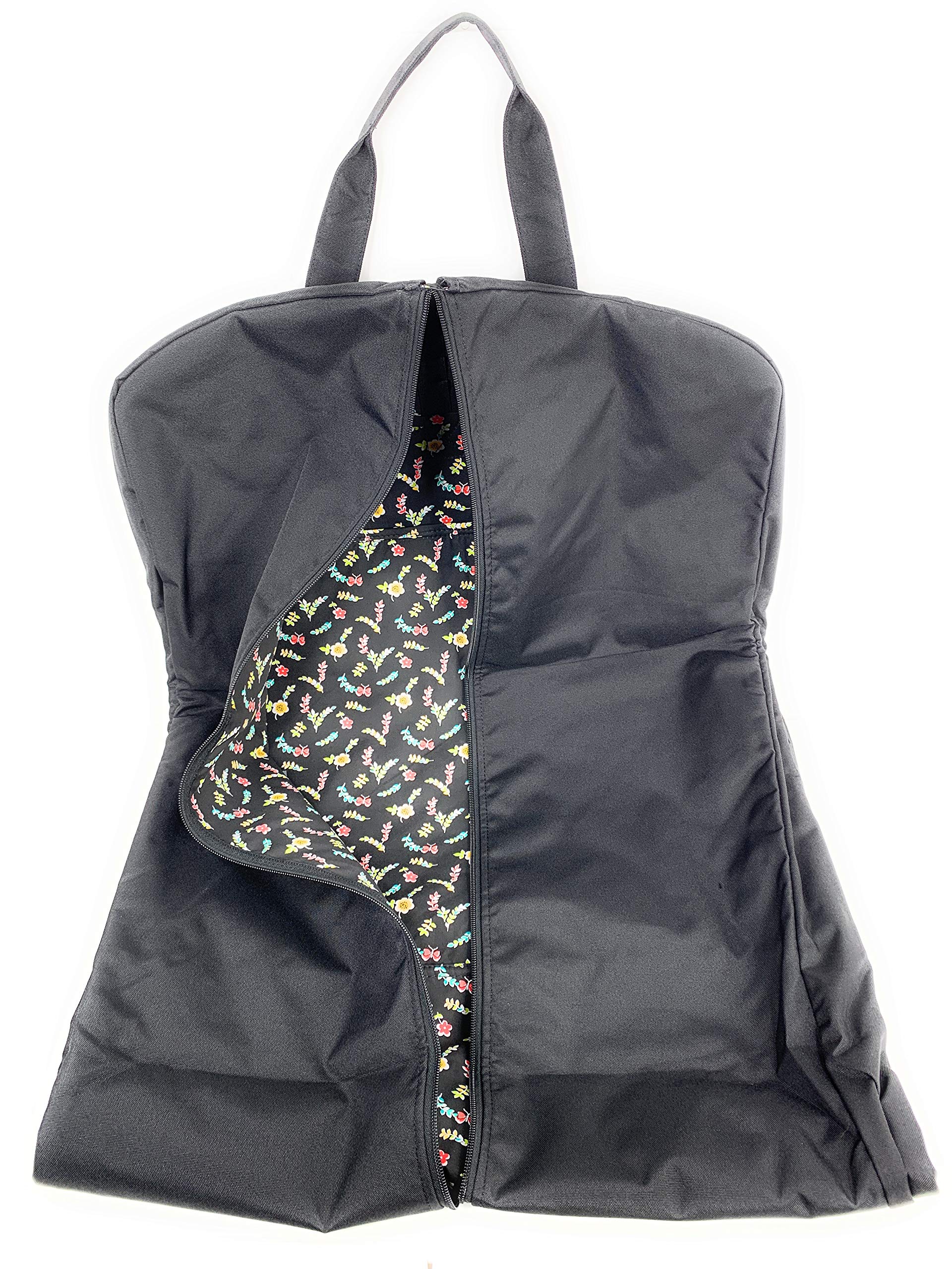Vera Bradley Lighten Up garment Bag Black With Floral Interior