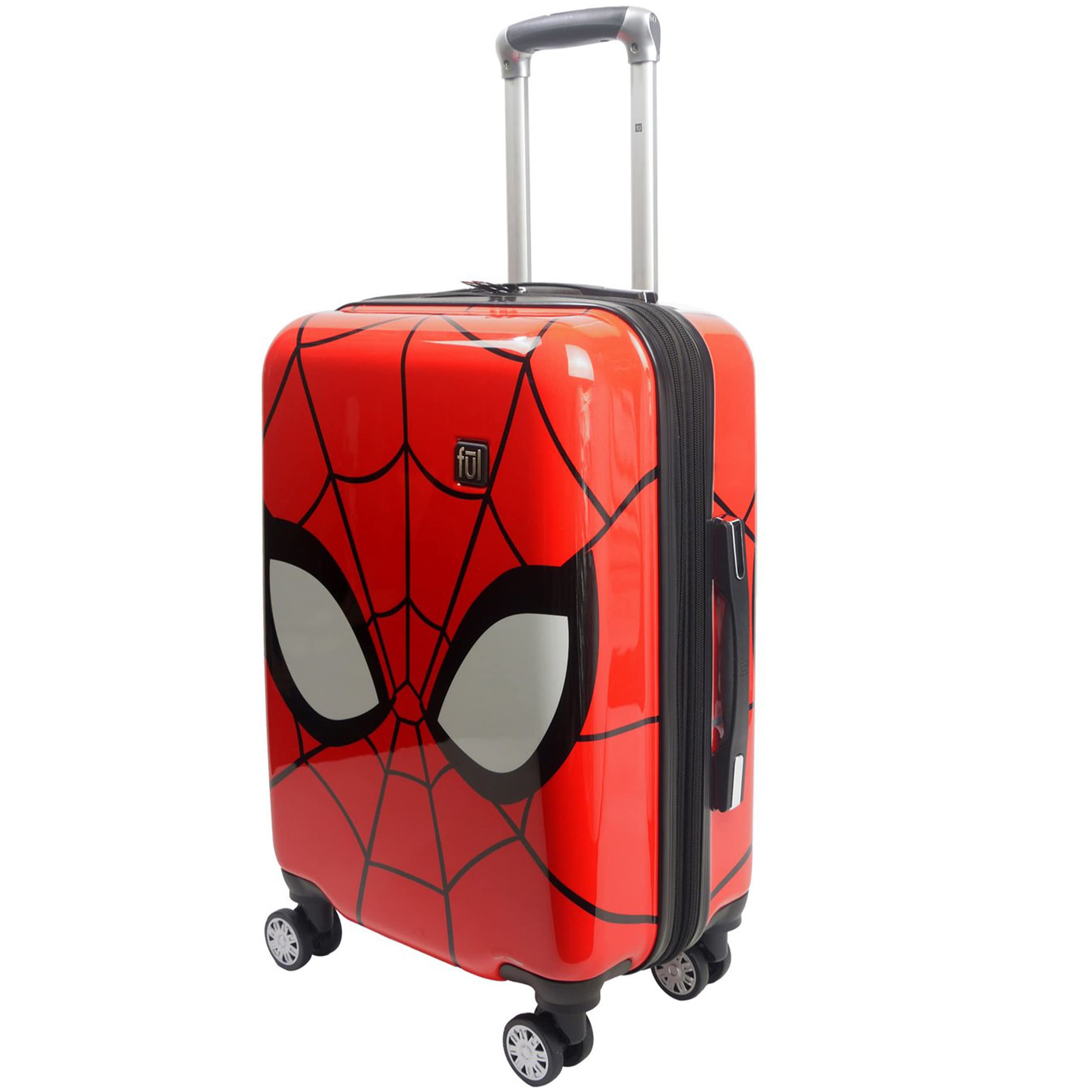FUL Marvel Spider-Man 22 Inch Rolling Luggage, Mask Design Hardshell carry On Suitcase with Wheels, Red
