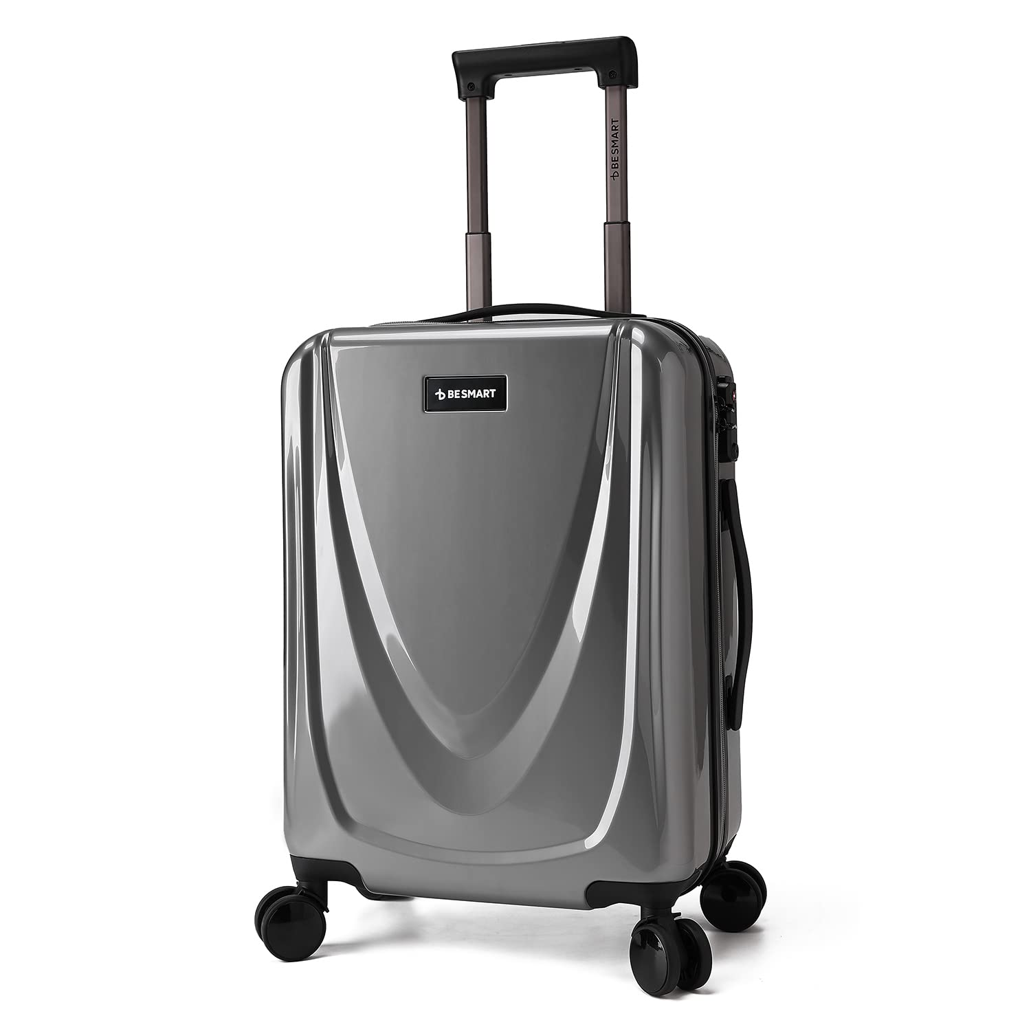 BE SMART 20in(for boarding) Luggage with Spinner Silent Wheel, carry on Trolley case Built-In Pc+ABS & TSA lock, Small Suitcase