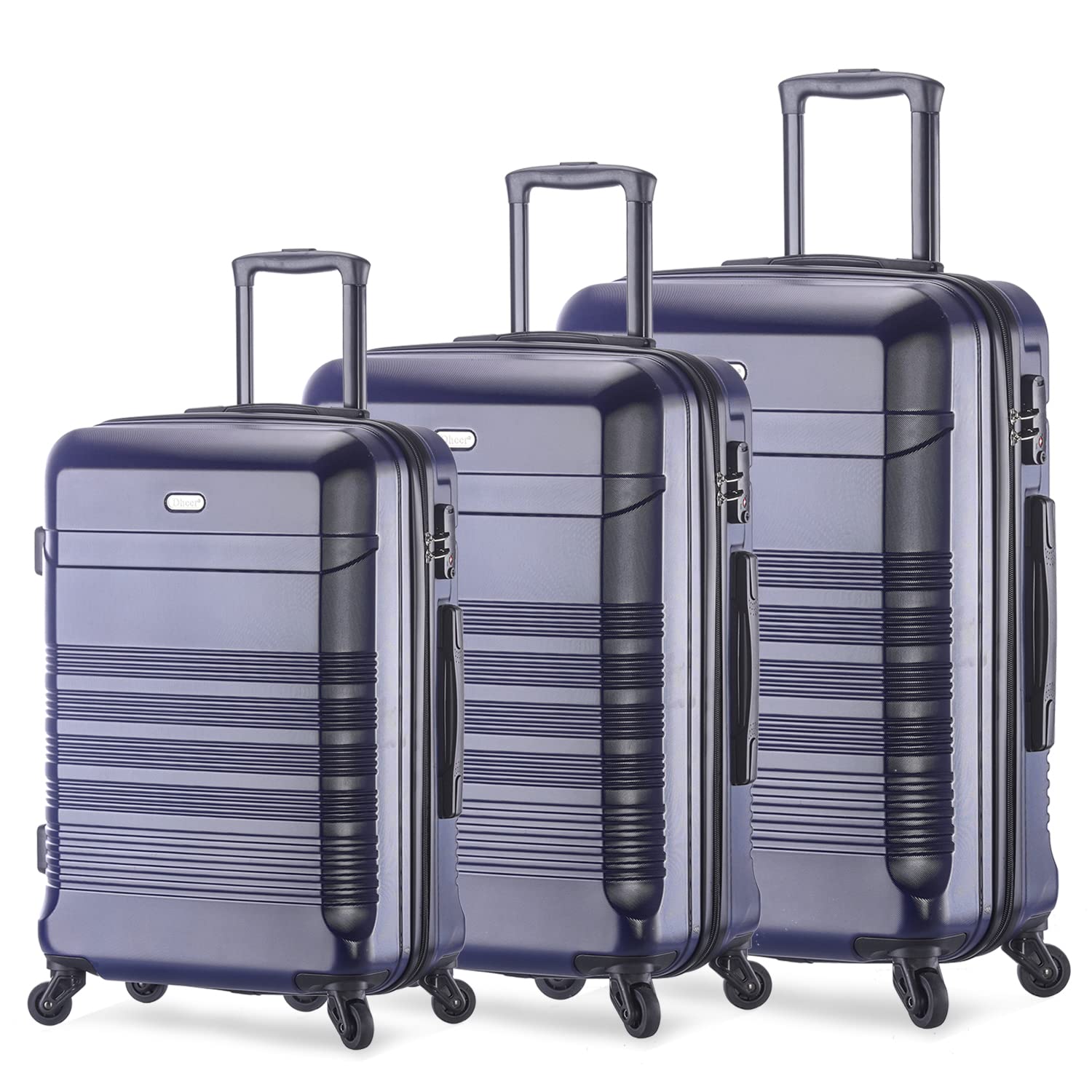 Dheer Luggage Set of 3 (202428 Only) Travel case with Swivel Single Wheel Light Pc+ABS TSA Lock (blue)