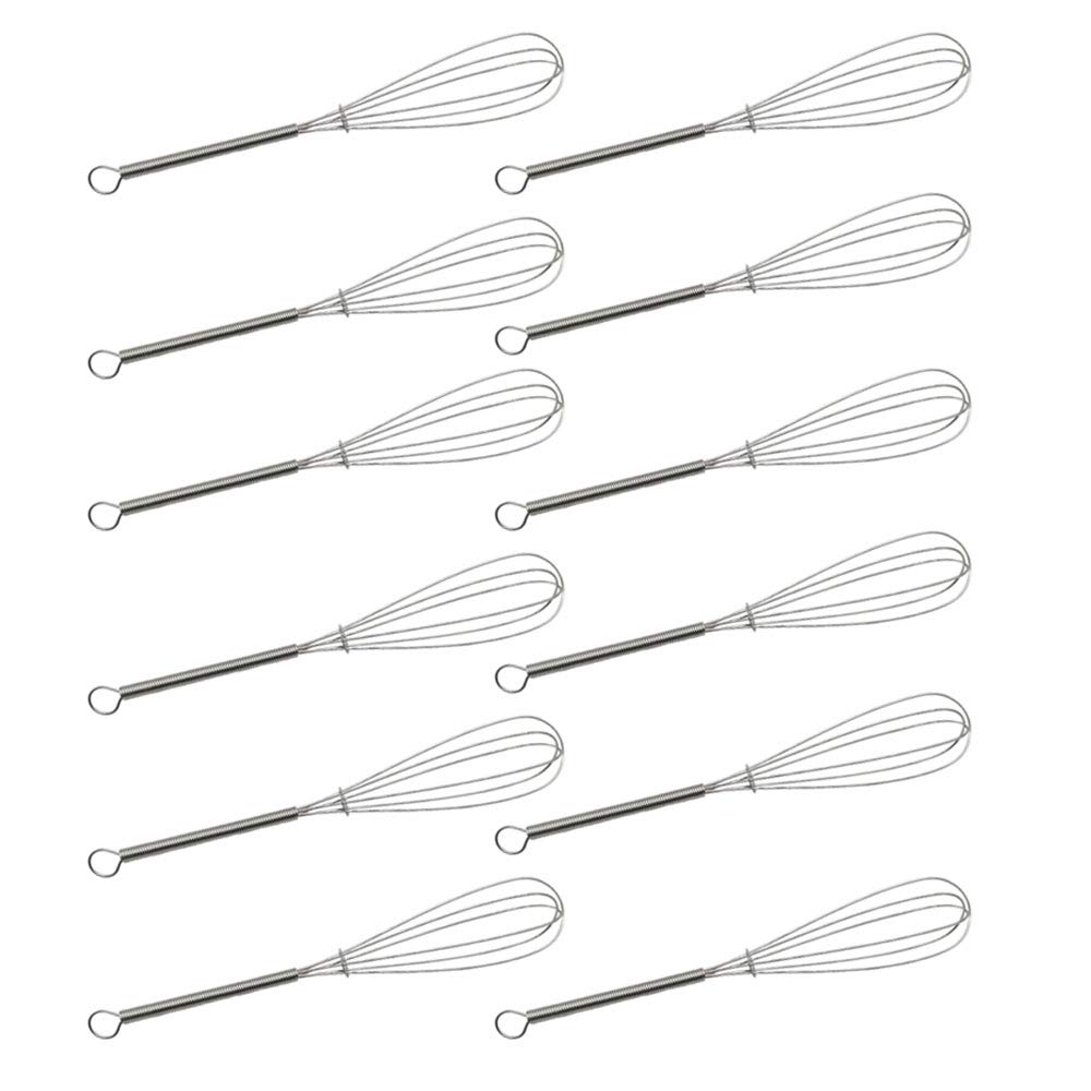 cHuangQi (Pack of 12) 7 inch Stainless Steel Whisk for cooking, Blending, Whisking, Beating, Stirring, Balloon WhiskKitchen Whis