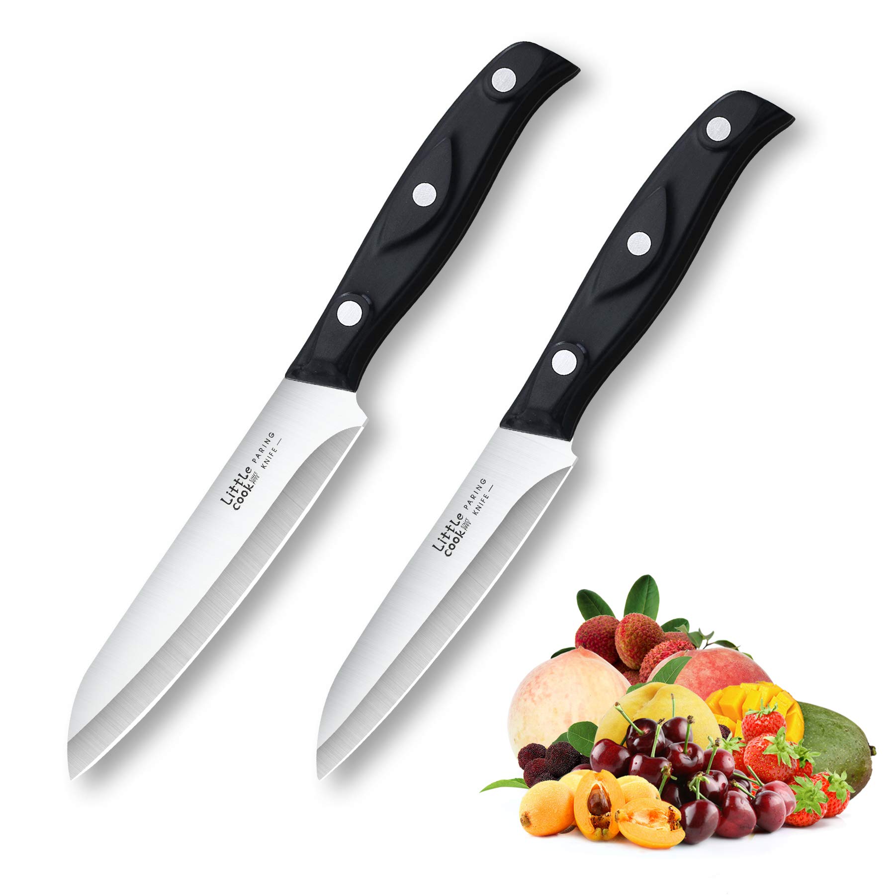 LITTLE COOK SINCE 19 2PcS Paring Knife - Little cook Paring Knife Set - Ultra Sharp Kitchen Knife - Fruit Knife - german stainless Steel - ABS Handle