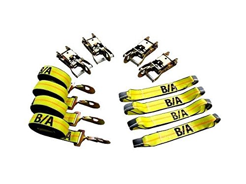 BA Products 38-200SH-x1 8 Point Tie Down System with Snap Hooks on Ratchets and Straps for Rollback