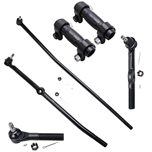 Detroit Axle 6pc Front Inner Outer Tie Rod Links w/Adjustment Sleeves - Driver & Passenger Side for 1994-1997 Dodge Ram 1500 4WD - [1994-1997
