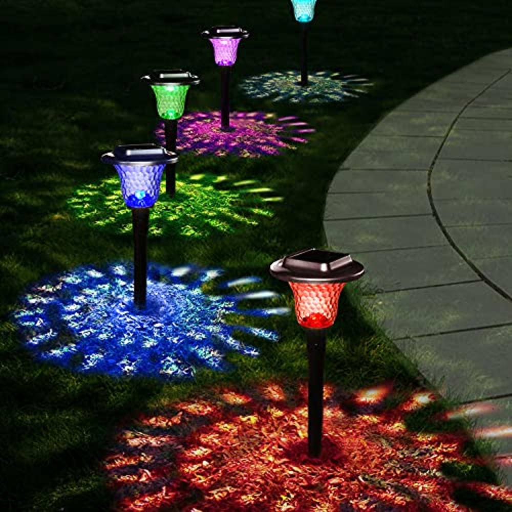 UMICKOO Solar Outdoor Lights Garden, Color Changing Solar Lights Colorful Bright Glass Pathway Lights,Waterproof Solar Powered L