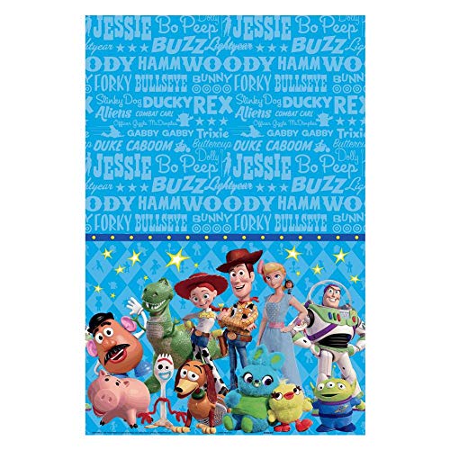 Amscan 572367 Toy Story 4 Blue Plastic Party Table Cover, 54" x 96", 1 piece