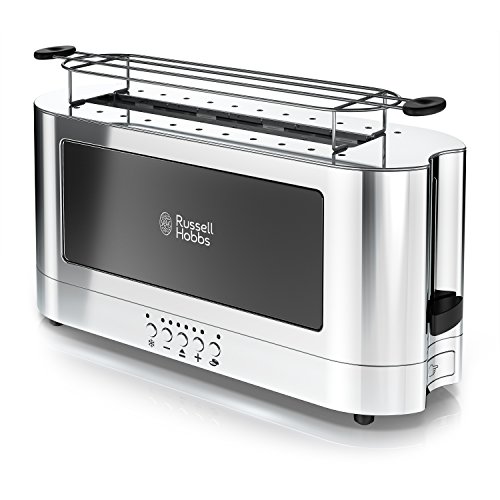 Russell Hobbs 2-Slice Glass Accent Long Toaster, Black & Stainless Steel, TRL9300BKR