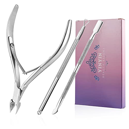 YINYIN cuticle Trimmer with cuticle Pusher -YINYIN cuticle Remover cuticle Nippers Professional Stainless Steel cuticle Pusher and cutt