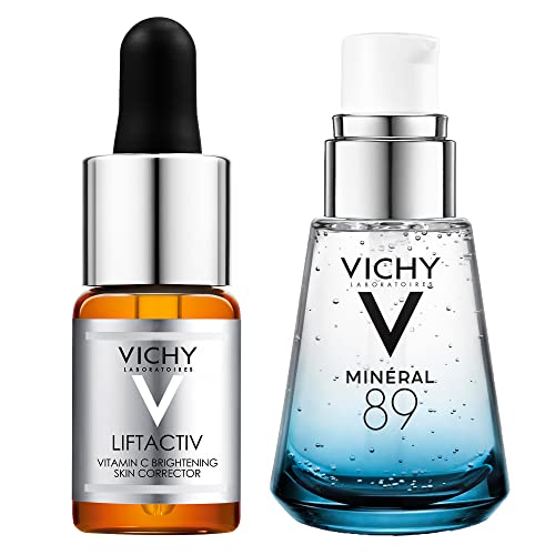 Vichy LiftActiv Vitamin c Serum and Mineral 89 Skincare Set, Hydration and Radiance Serum Duo, Face Serum with Hyaluronic Acid a