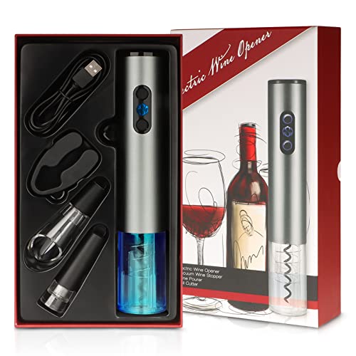 SCSXGO Wine Opener Electric,Wine Bottle Opener, Rechargeable corkscrew with USB charging Line,Pourer, Foil cutter, Vacuum Pumping Stopp