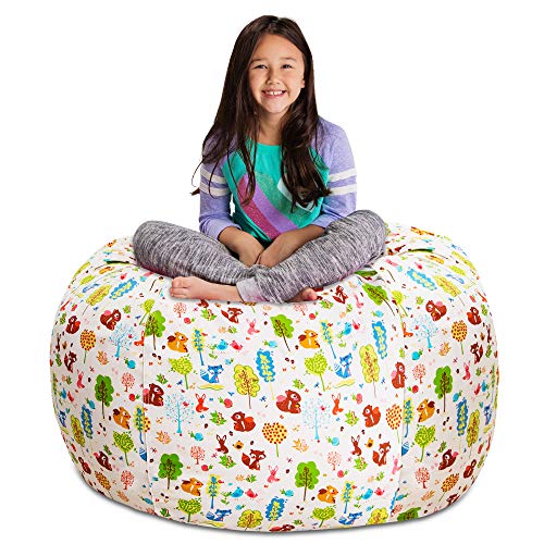 Posh Creations Posh Stuffable Kids Stuffed Animal Storage Bean Bag chair cover - childrens Toy Organizer, X-Large 48 - canvas Animals Forest cr
