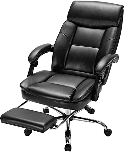 ZUNMOS Executive Office chair, Leather Reclining computer Desk chairs, Ergonomic Managerial Rolling Swivel Task chair with Armrest and