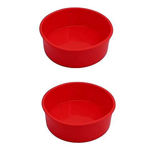 REECAGO 2pcs 6 Inch Silicone cake Tins for Baking, Muffin Mould Non-Stick Quick Release Suitable for cakes Muffins Puddings Bread, Round