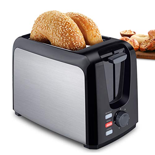 iFedio Toaster 2 Slice Toasters Best Rated Prime Toaster compact Brushed Stainless Steel Toaster Black Small Toaster For Breakfast Brea