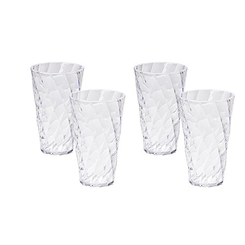 Omada Design 4 tumbler transparent and colored drink glasses, 17,60 fl oz, Diamond Line (clear)