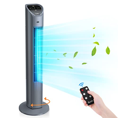 grelife 36 Tower Fan with Remote, 75A Oscillating Fan, Bladeless Fan with 3 Modes, 3 Speeds, LED Display with Auto Off, Quiet co