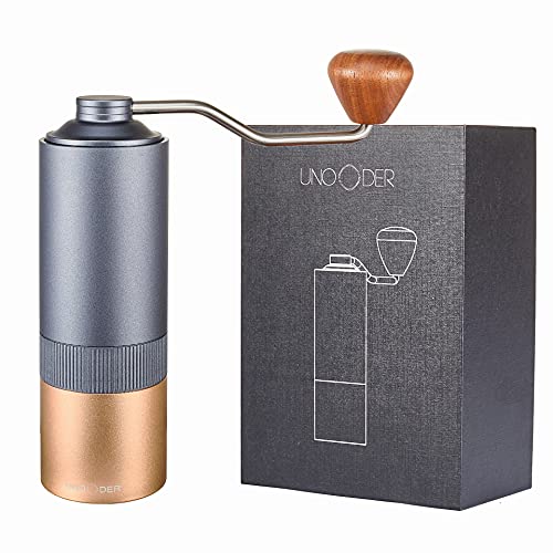 UNOODER Manual coffee grinder, Numerical Internal Adjustable Stainless Steel Burr Fixed with Dual Bearing Design] Hand coffee Be