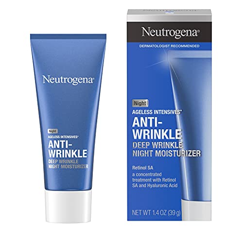 Neutrogena Ageless Intensives Anti-Wrinkle Retinol cream with Hyaluronic Acid - Night Moisturizer cream with Retinol, Vitamin E,