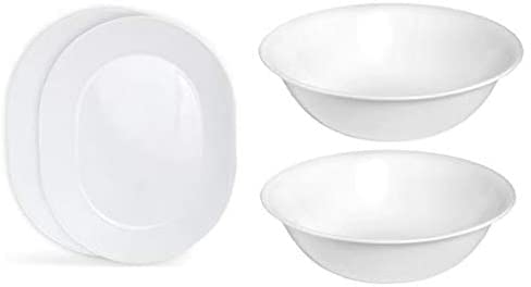 corelle 12-14-Inch Serving Platter, Winter Frost White - 2-Pack with 2-Quart Serving Bowl, Winter Frost White 2PK - Bundle Set o