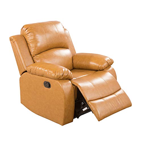 A Ainehome Recliner chair Bonded Leather Motion chair Recliner chair Manual Reclining chair for Living Room (ginger,chair)