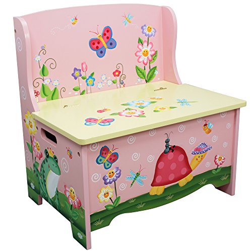 Fantasy Fields - Hand crafted & Painted Kids Storage Bench Seat - Magic garden