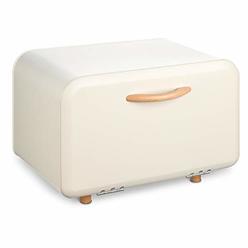 Navaris Bread Bin - Metal Bread Box Storage Tin for Kitchen with Drop Down Door - Bread Roll container for countertop, Shelves -