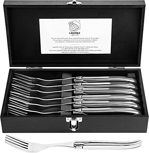 Laguiole Style de Vie Forks, Luxury Line, 6 Pieces, Full Stainless Steel, in giftbox