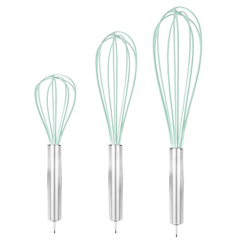 Maison & White Set of 3 Silicone Whisks Kitchen Utensil Set Whisk Sets Blending, Stirring & Whisking Stainless Steel & Silicone cooking cutlery