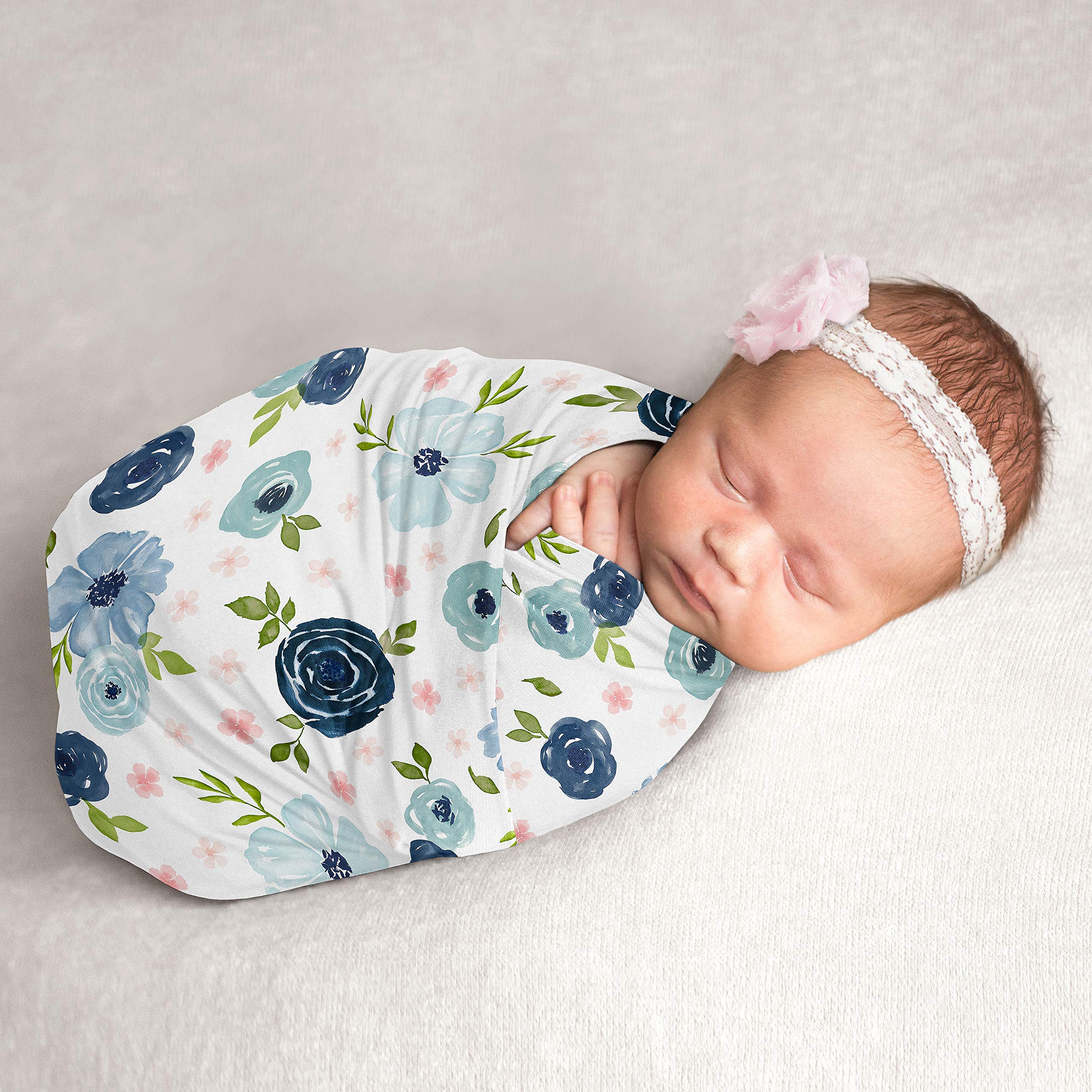 Sweet Jojo Designs Watercolor Floral Baby Girl Swaddle Blanket Jersey