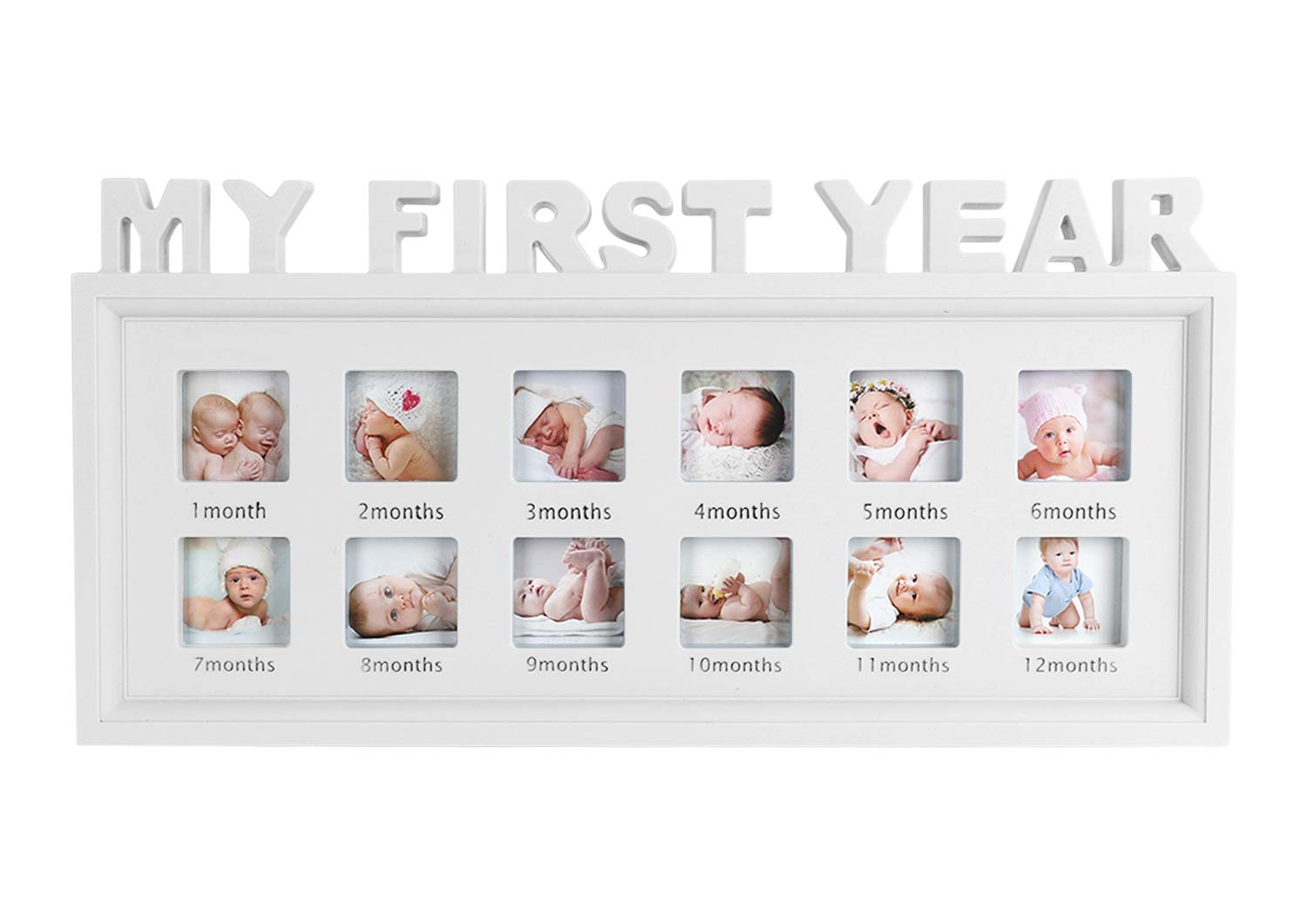 rongxg Picture Frames Baby My First Year Photos Frame Multi-Photo Photo Moments Keepsake Picture Frame girls Boys Photo Impression Kit